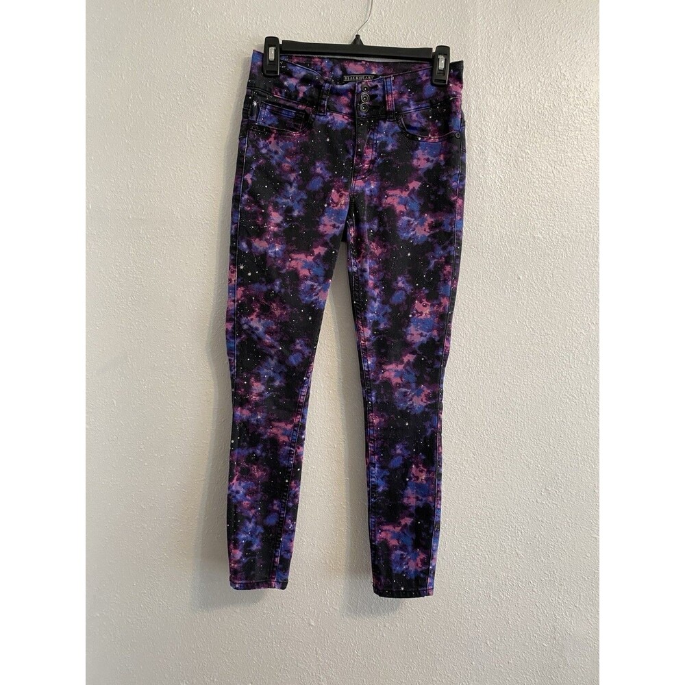 Hot Topic Blackheart Sz 3 Juniors Starry Night Black Abstract Pants F23